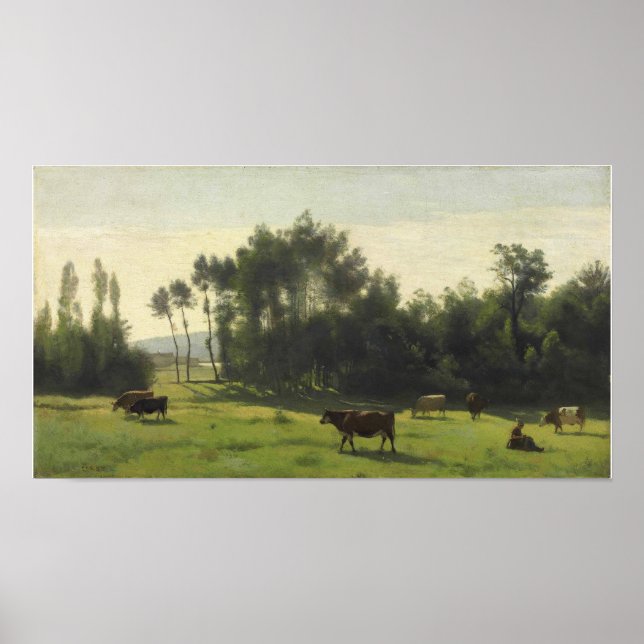 Corot - Pastures At L Aurore 1845 Poster (Front)