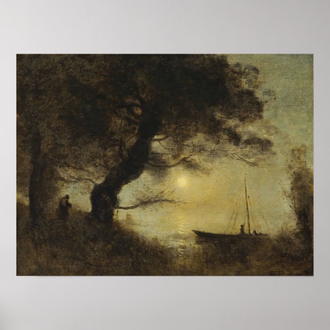 Corot - The Moonlight Boat 1871 Poster (Front)