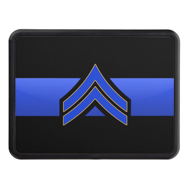 Corporal Rank- Thin Blue Line Hitch Cover (Front)