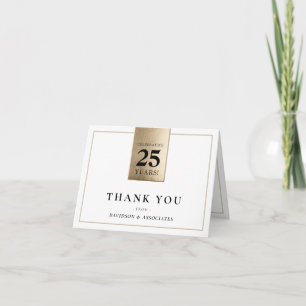 CORPORATE ANNIVERSARY business black white gold Thank You Card