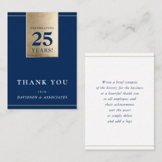 CORPORATE ANNIVERSARY business navy white gold Card