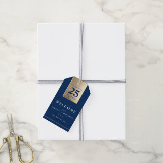 CORPORATE ANNIVERSARY business navy white gold Gift Tags