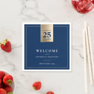 CORPORATE ANNIVERSARY business navy white gold Napkins