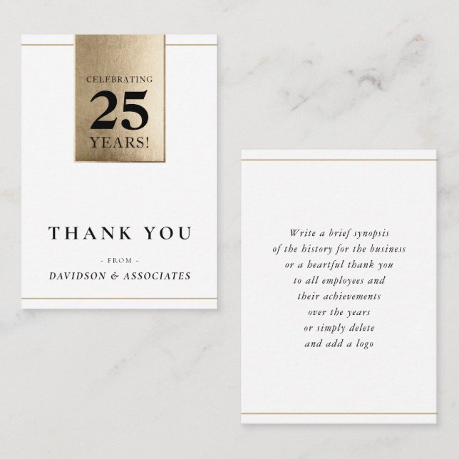 CORPORATE ANNIVERSARY business white black gold Business Card (Front/Back)