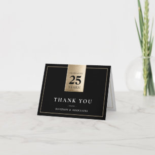CORPORATE ANNIVERSARY business white black gold Letterpress Thank You Card