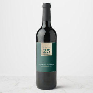 CORPORATE ANNIVERSARY business white green gold Wine Label