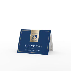CORPORATE ANNIVERSARY business white navy gold Thank You Card
