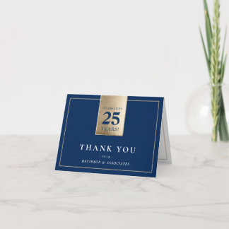 CORPORATE ANNIVERSARY business white navy gold Thank You Card