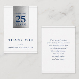 CORPORATE ANNIVERSARY business white navy silver Business Card