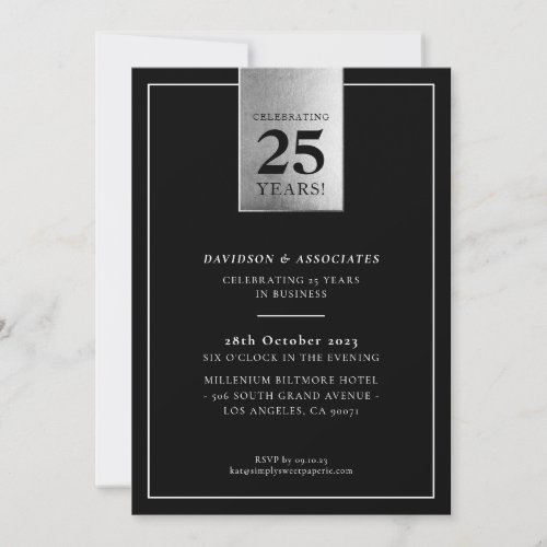 CORPORATE ANNIVERSARY classy business black silver Invitation