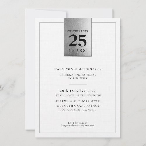 CORPORATE ANNIVERSARY classy business silver black Invitation