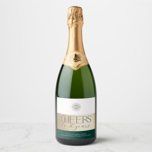 CORPORATE ANNIVERSARY elegant business green gold Sparkling Wine Label
