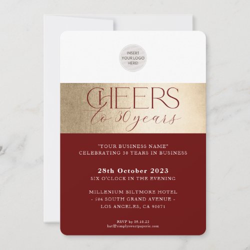 CORPORATE ANNIVERSARY elegant business maroon gold Invitation