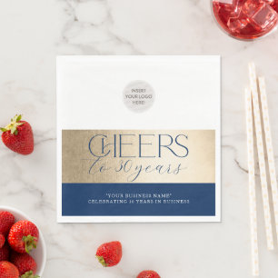 CORPORATE ANNIVERSARY elegant business navy gold Napkins