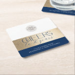CORPORATE ANNIVERSARY elegant business navy gold Square Paper Coaster<br><div class="desc">by kat massard / WWW.SIMPLYSWEETPAPERIE.COM
Love the design,  but would like to see some changes - another colour scheme,  product,  add a photo or adapted for a different occasion - no worries simply contact me,  kat@simplysweetPAPERIE.com I am happy to help!</div>
