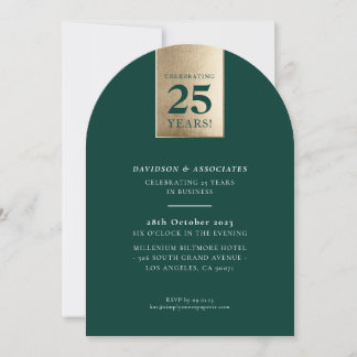 CORPORATE ANNIVERSARY luxury business green gold Invitation