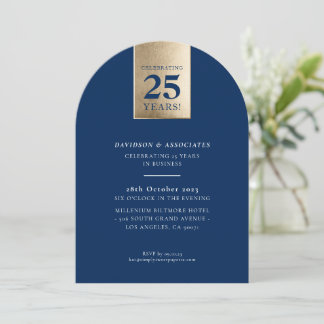 CORPORATE ANNIVERSARY luxury business navy gold Invitation