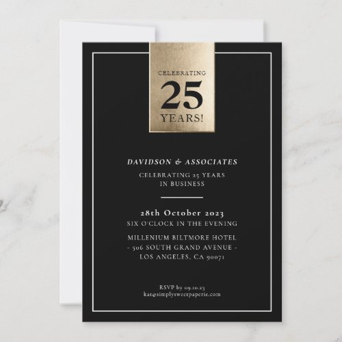 CORPORATE ANNIVERSARY stylish business black gold Invitation