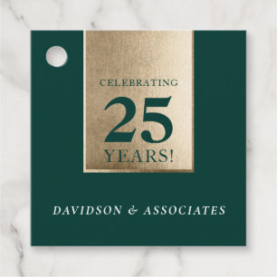 CORPORATE ANNIVERSARY stylish business green gold Favor Tags