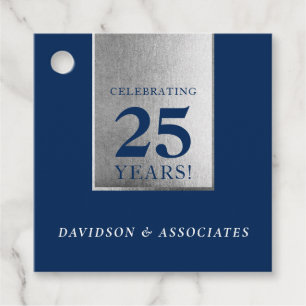CORPORATE ANNIVERSARY stylish business navy silver Favor Tags