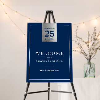 CORPORATE ANNIVERSARY stylish business navy silver Foam Board