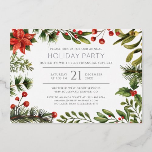 Corporate Annual Holiday Party Silver Foil Invitation