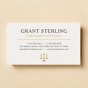Corporate Attorney Neutral Beige Gold Business Card
