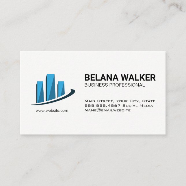 Corporate Bar Chart | Marketing Financial Analyst Business Card (Front)