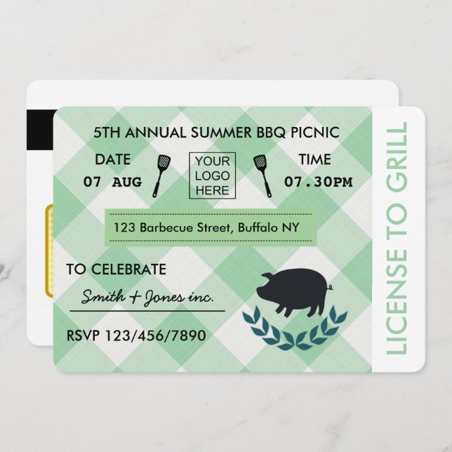 Corporate BBQ Barbecue Picnic Party Invitation (Front/Back)