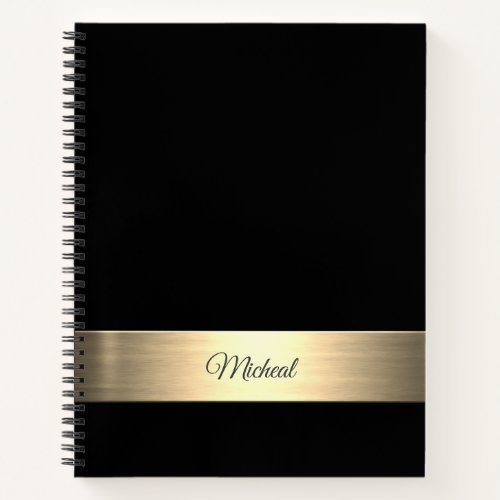 Corporate Black Gold Metal Monogram Notebook