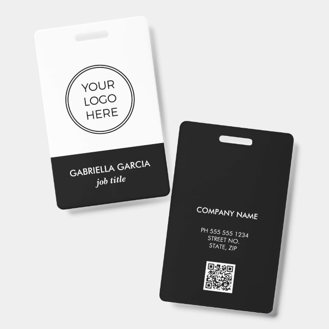 Corporate Black Logo Employee ID badge (Front & Back)