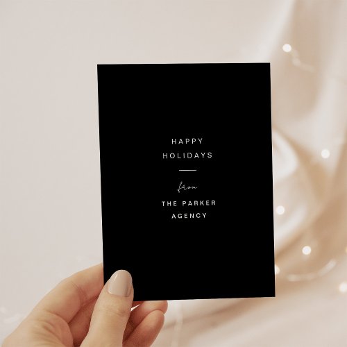 Corporate Black Modern and Minimal Typography Holiday Card