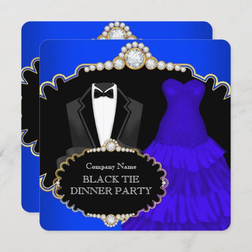 Corporate Black Tie Dinner Party Royal Blue Invitation