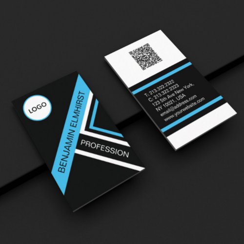Corporate Blue and Black Color Modern Style Business Card
