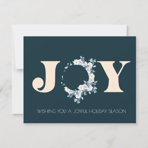 Corporate botanical Joy Christmas wreath Note Card
