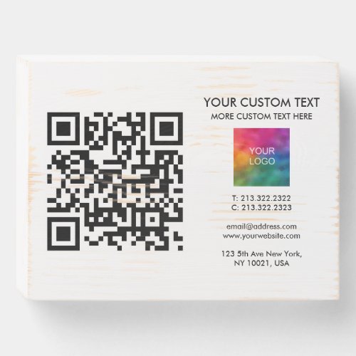 Corporate Branding QR Code Your Logo Here Simple Wooden Box Sign