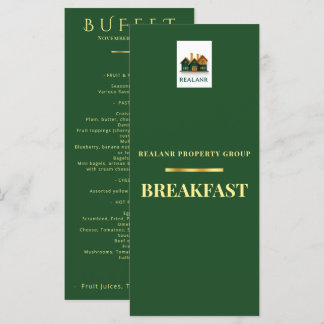 Corporate Breakfast Menu Card Logo Elegant Green