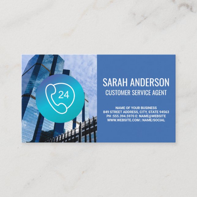 Corporate Buildings | Call Center Phone Icon Business Card (Front)