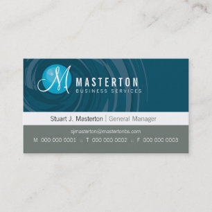 CORPORATE BUSINESS CARD cyclone monogram blue grey
