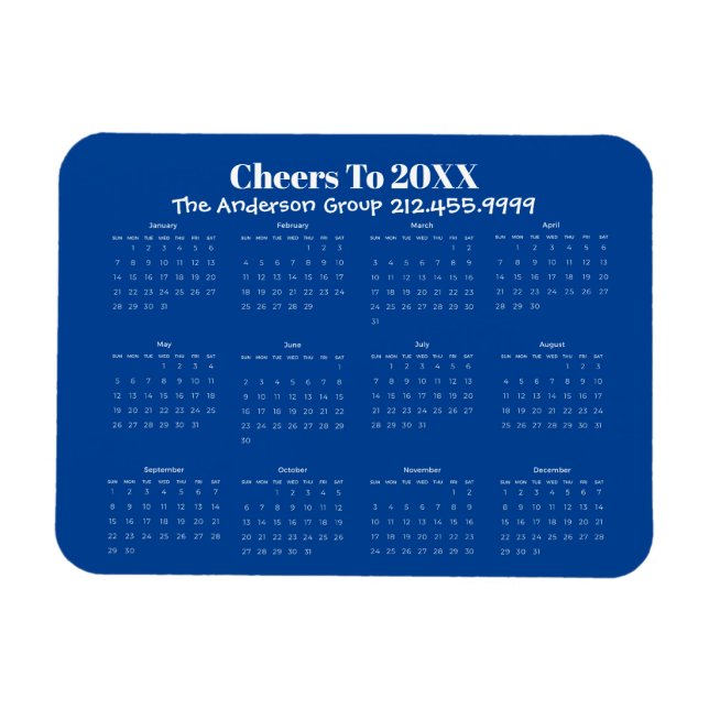 Corporate Business Card Flexible Magnet Calendar (Horizontal)