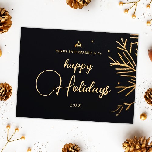 Corporate Business Christmas Modern Elegant Holiday Postcard