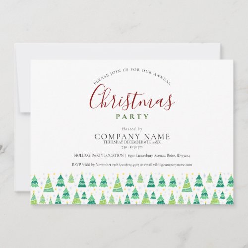 Corporate Business Christmas Trees Holiday Party Invitation