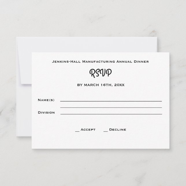 Corporate Business Company Dinner Event RSVP (Front)