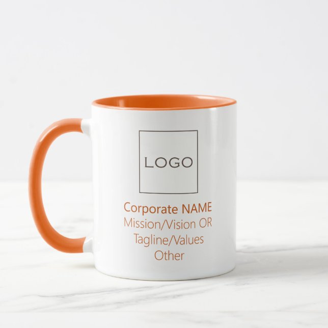 Corporate Business Company Logo Customized Orange Mug (Left)