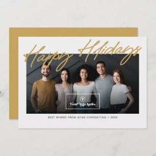 Corporate/Business Happy Holidays Photo & Logo Holiday Card