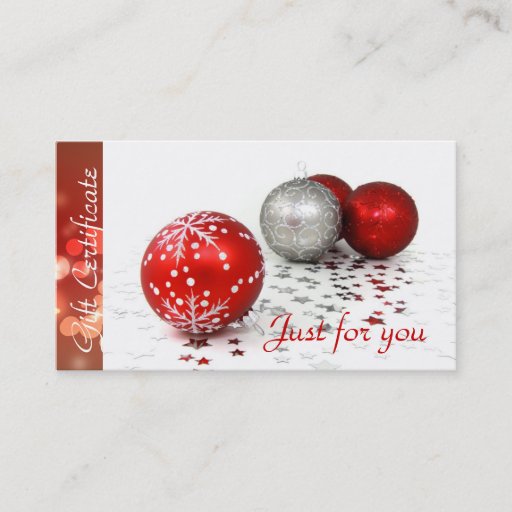 Customizable Corporate Business Holiday Gift Certificates Business Cards
