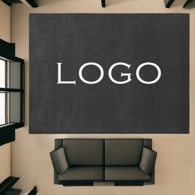 Rectangular Rug Emblem Corporate Business Large Rectangular Logo on Black Rug | Zazzle