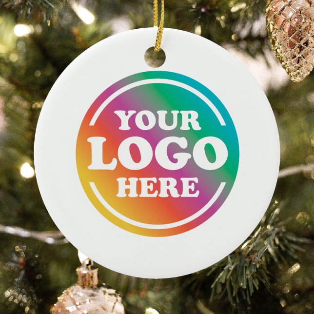 Corporate Business Logo Christmas Ceramic Ornament (Creator Uploaded)