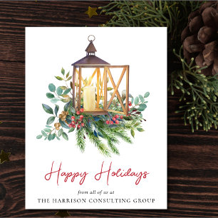 Corporate Business Logo Christmas Watercolor Holiday Card