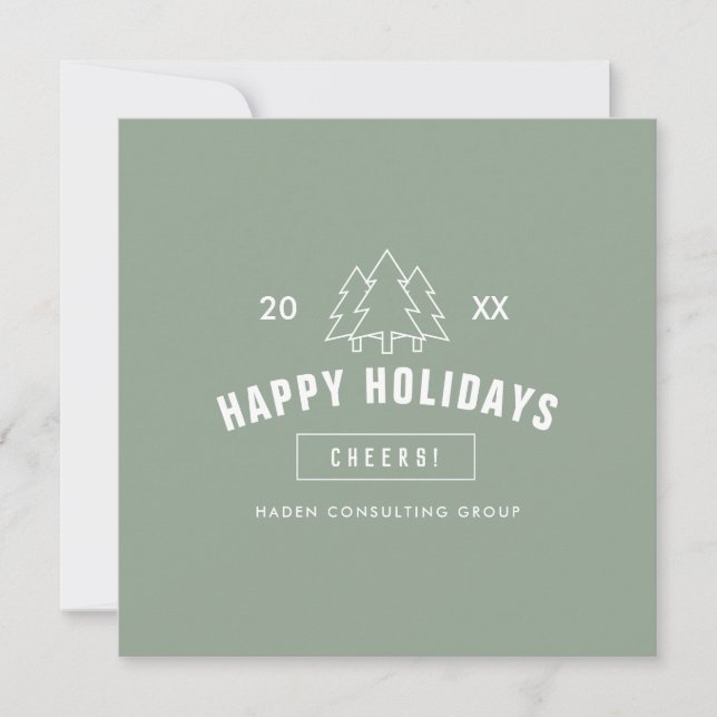 Corporate Business Logo Client Appreciation Green Holiday Card (Front)